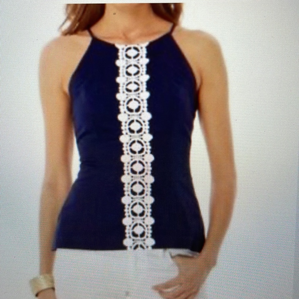 Lilly Pulitzer Annabelle navy halter top sz 12